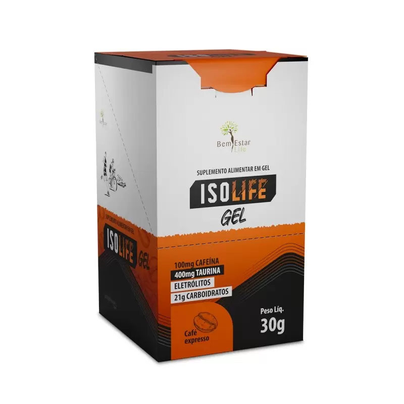 ISOLIFE GEL COM CAFEINA E TAURINA SABOR CAFÉ EXPRESSO - 10 SACHES 