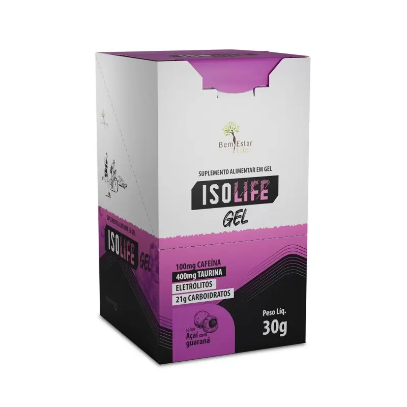 ISOLIFE GEL COM CAFEINA E TAURINA SABOR AÇAI COM GUARANÁ - 10 SACHES  