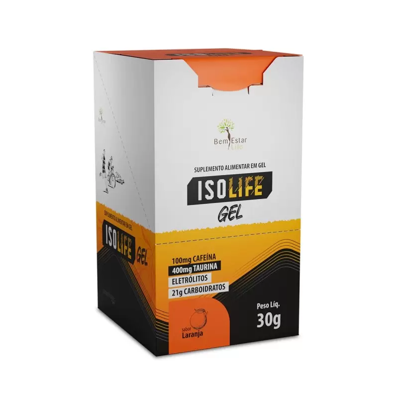 ISOLIFE GEL COM CAFEINA E TAURINA SABOR LARANJA - 10 SACHES